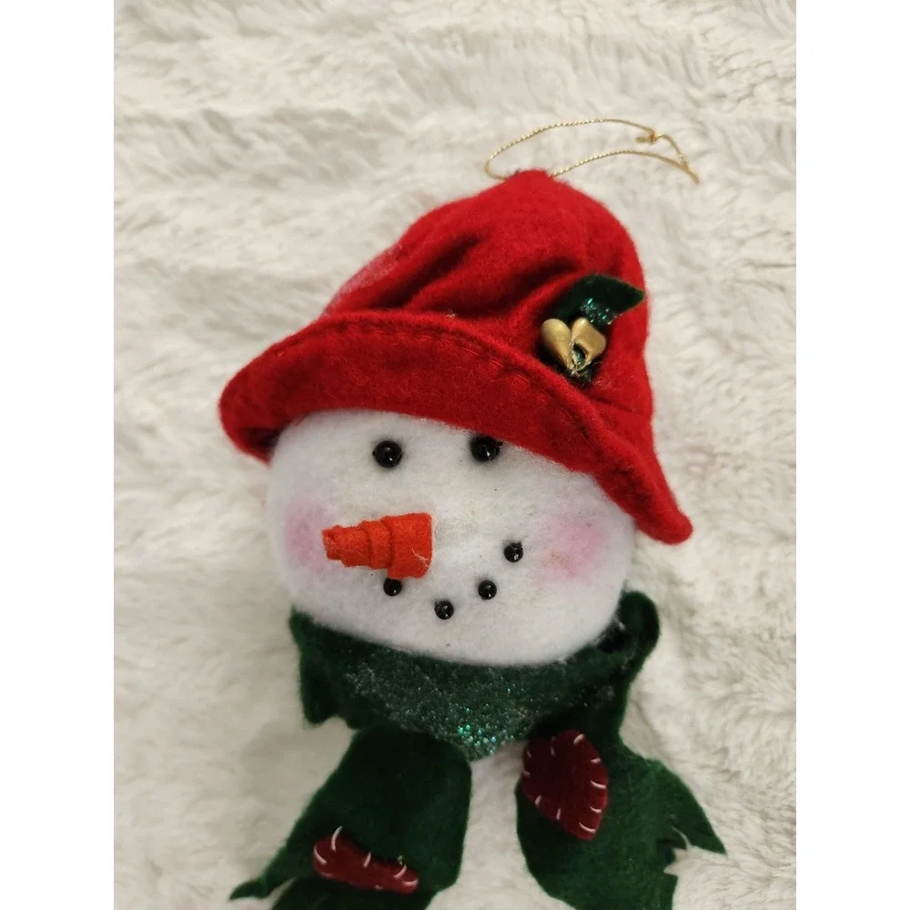 Fabric Christmas Ornament Snowman‎ Head W/ Scarf 6